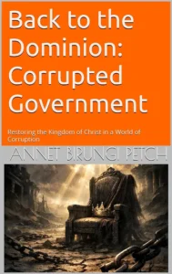 Orange book cover featuring an empty king’s throne with a crown on it, broken chains below, and divine light shining from heaven into darkness.