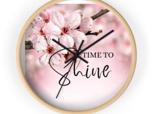 Wall Clock — "Time to Shine" Floral Cherry Blossom Decorative Clock
