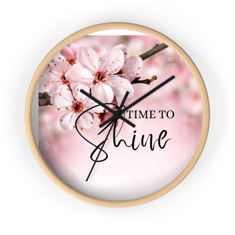 Wall Clock — "Time to Shine" Floral Cherry Blossom Decorative Clock
