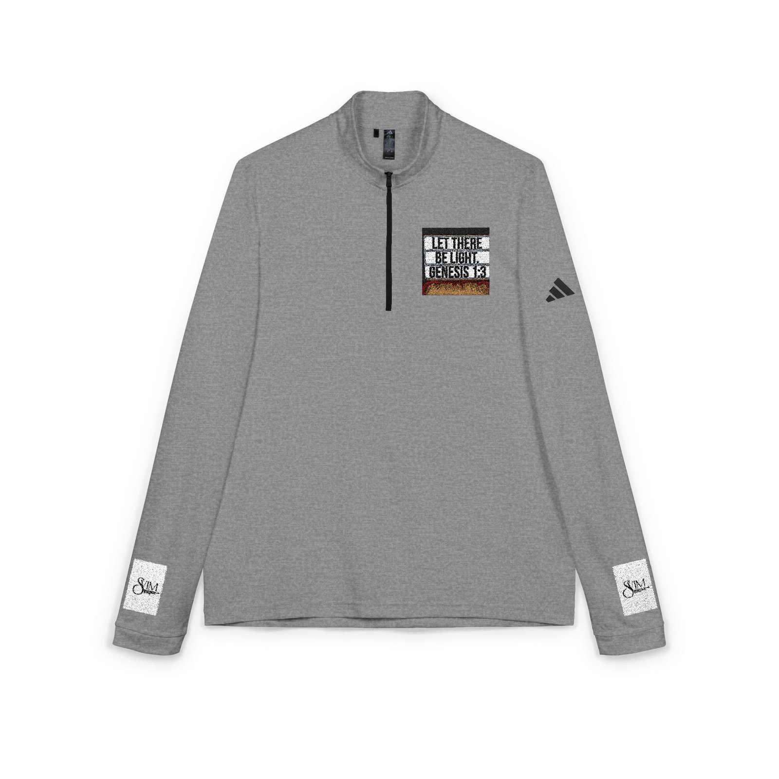 Embroidered Quarter-Zip Pullover — White adidas® Performance Top with Script Patch - Image 7