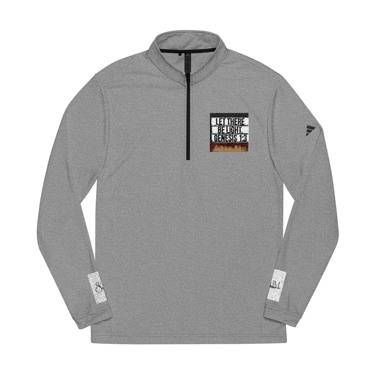Embroidered Quarter-Zip Pullover — White adidas® Performance Top with Script Patch - Image 5