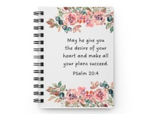 Spiral Bound Journal — Floral Psalm 20:4 Inspirational Notebook