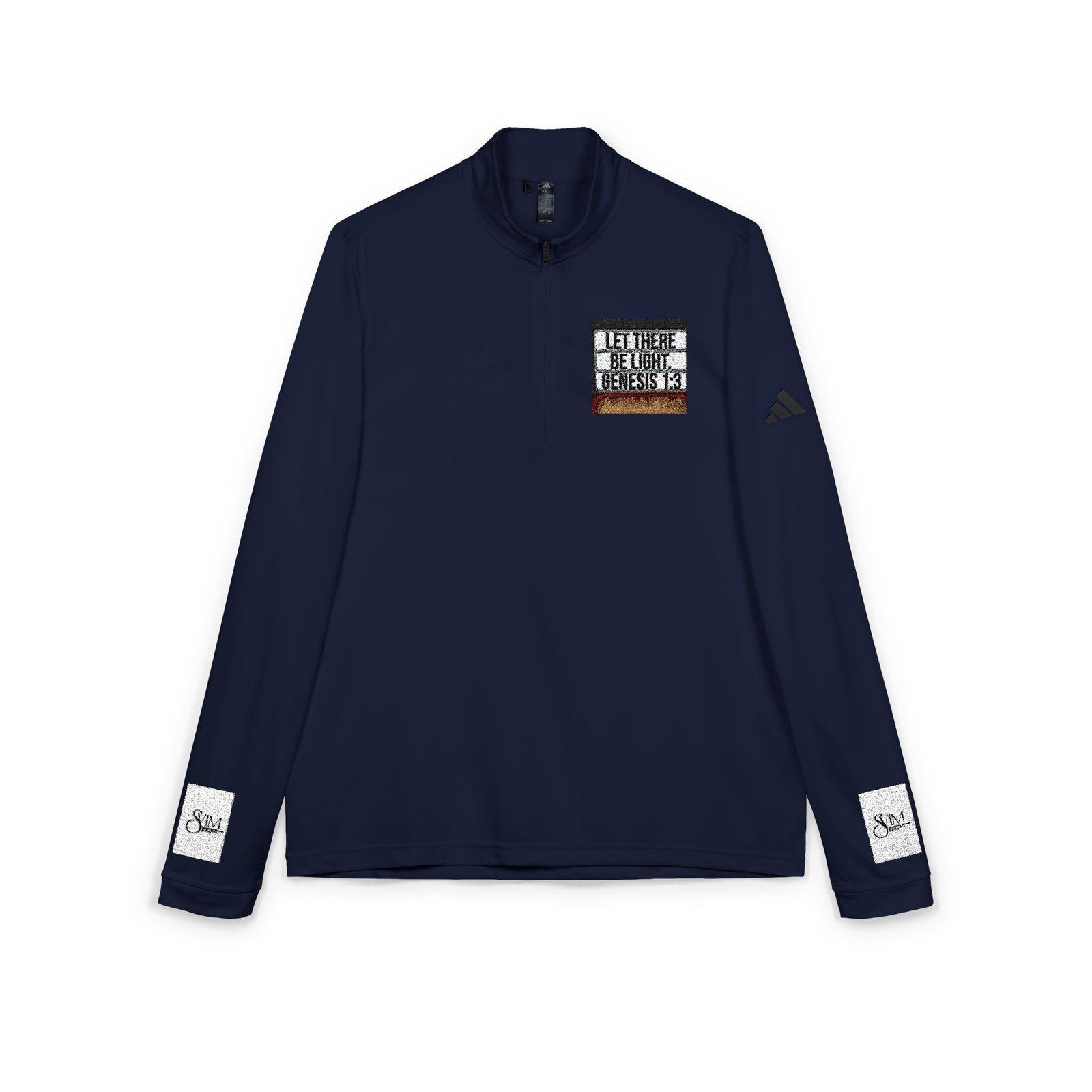 Embroidered Quarter-Zip Pullover — White adidas® Performance Top with Script Patch - Image 11