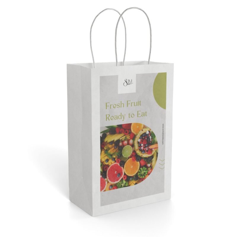 Paper Gift Bag — Fresh Fruit Ready to Eat Market Tote (Eco Kraft or White)