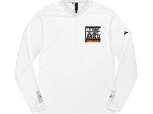 Embroidered Quarter-Zip Pullover — White adidas® Performance Top with Script Patch