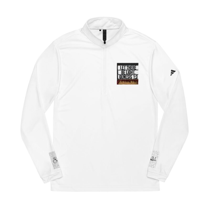 Embroidered Quarter-Zip Pullover — White adidas® Performance Top with Script Patch