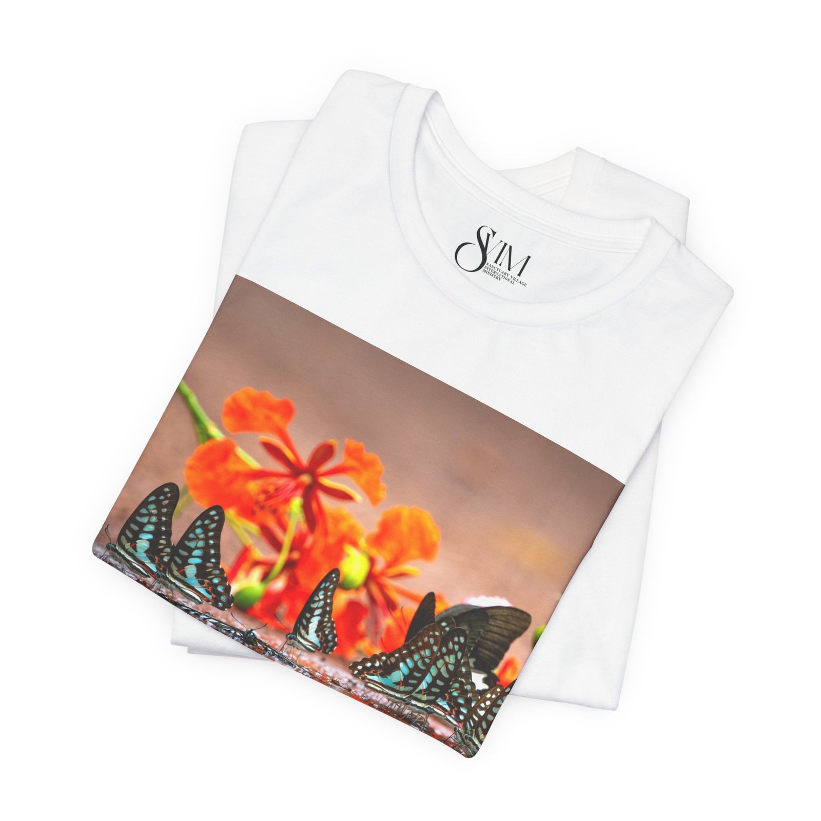 Butterfly Reflection & Open Road Graphic Tee — Nature Photography Short Sleeve Shirt - Image 3