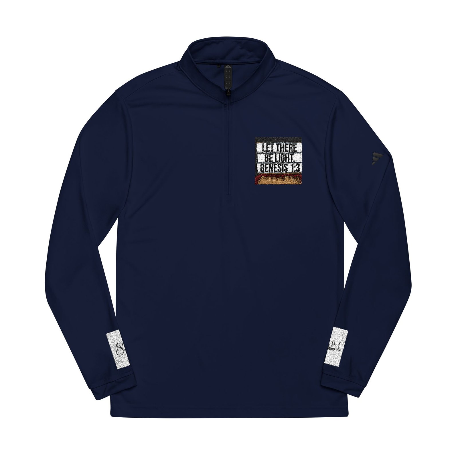 Embroidered Quarter-Zip Pullover — White adidas® Performance Top with Script Patch - Image 9