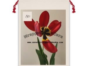 Floral Tulip Drawstring Gift Bag — Red Tulip Floral Gift Pouch for Mother’s Day & Spring